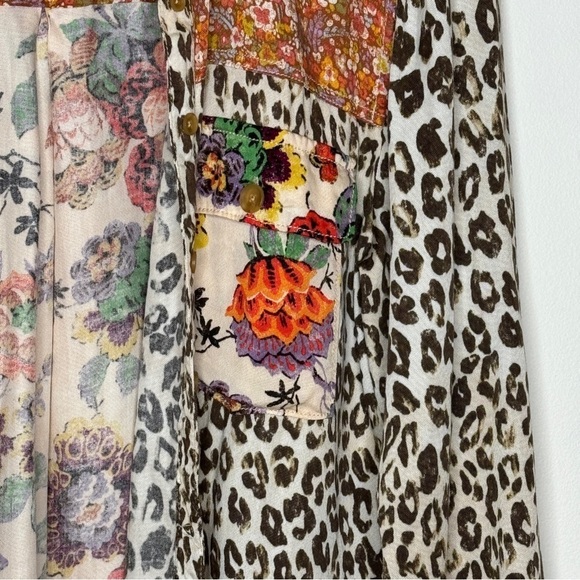 Anthropologie Multi pattern oversized tunic top. Neru neck, long sleeve shirt - Picture 2 of 9